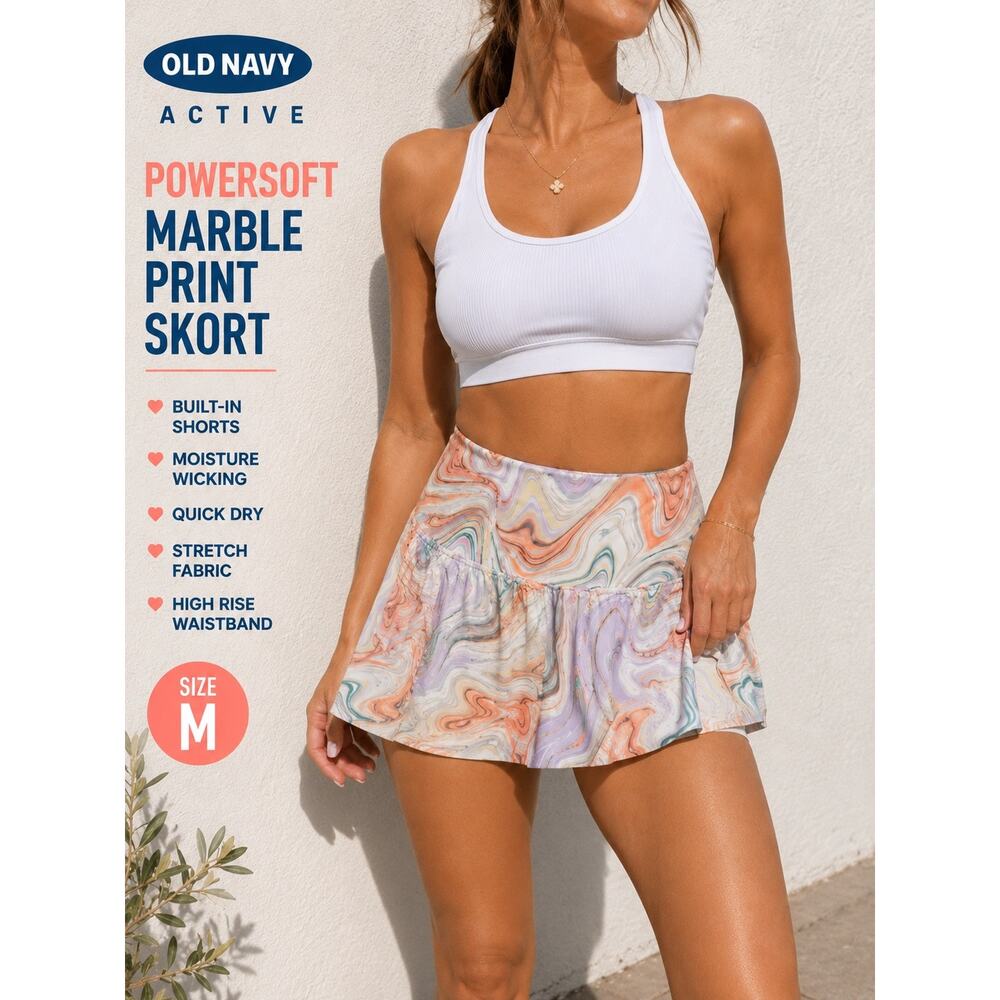Old Navy Active PowerSoft Marble Print Skort Size M
